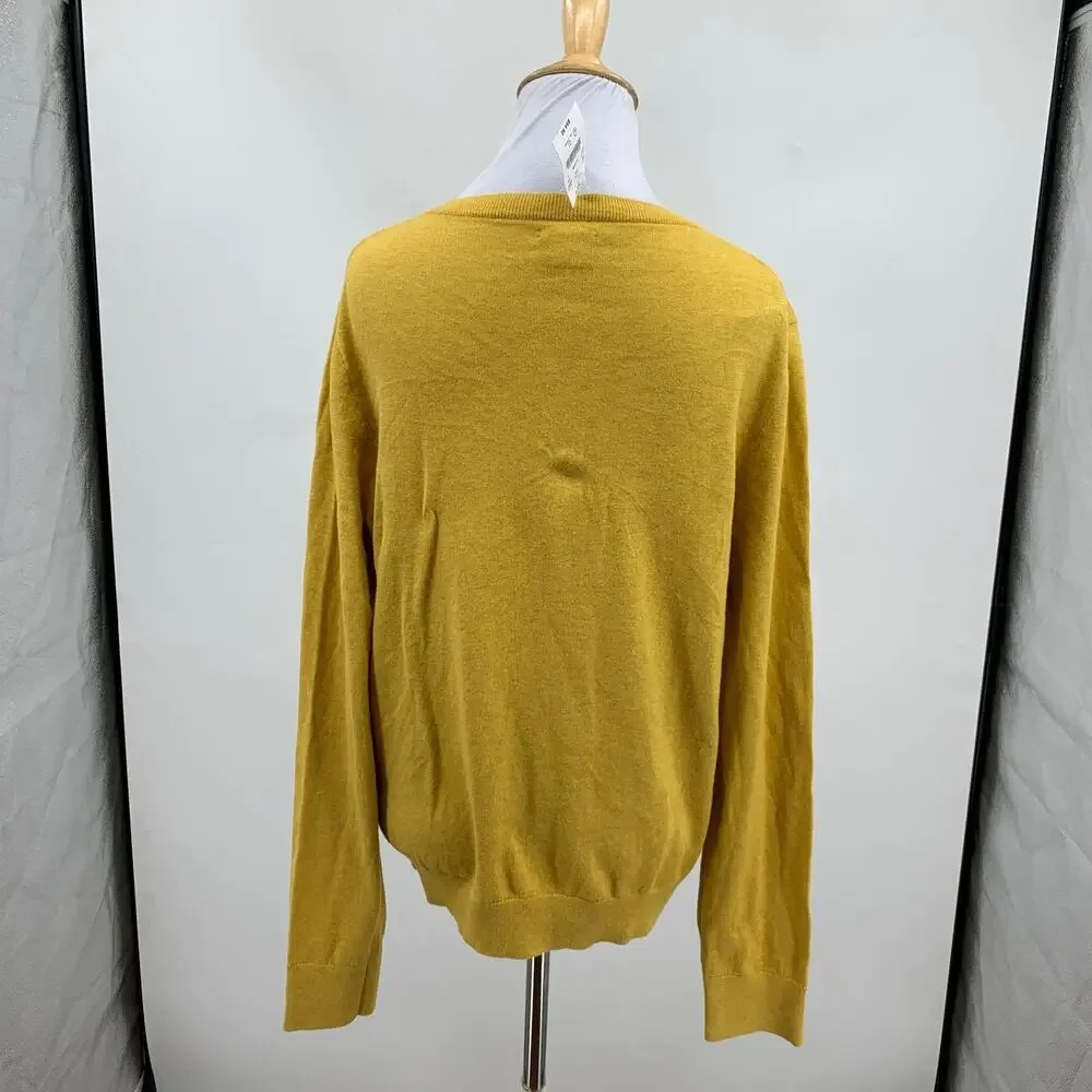 J. Crew Cardigan Womens L Large Ochre Classic Cotton Sweater Knit Button Front